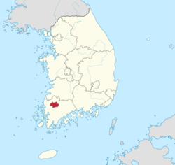 Region of Gwangju within South Korea