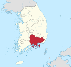 Region of Gyeongsangnam within South Korea