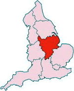 Region of East Midlands within the UK