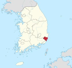 Region of Ulsan within South Korea