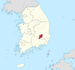 Region of Daegu within South Korea